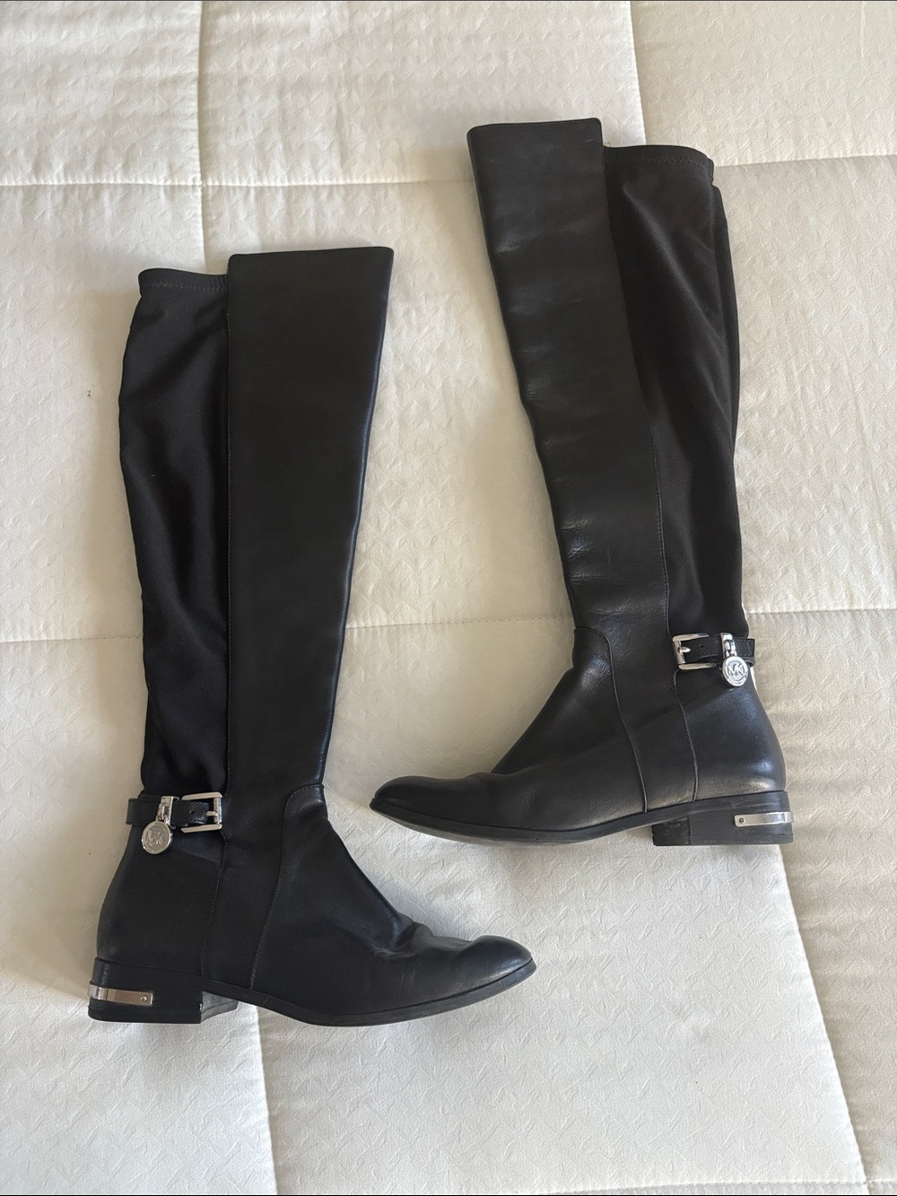 Michael Kors Black Over-the-Knee Women's Riding Boots with Buckle Accent